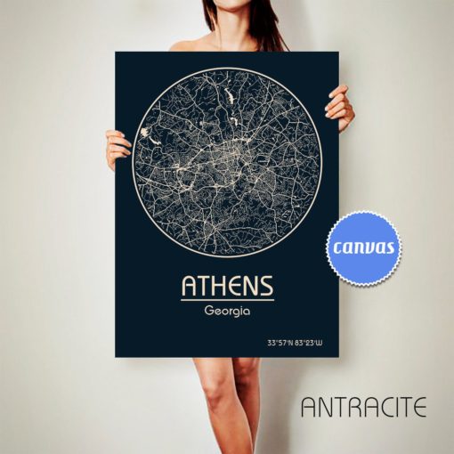 ATHENS Georgia CANVAS Map Athens Georgia Poster City Map Athens Georgia Art Print Athens Georgia poster Athens Georgia map ArchTravel
