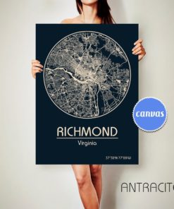 RICHMOND Virginia CANVAS Map Richmond Virginia Poster City Map Richmond Virginia Art Print Richmond Virginia