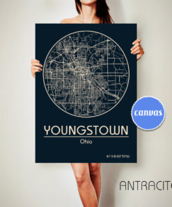 YOUNGSTOWN Ohio CANVAS Map Youngstown Ohio Poster City Map Youngstown Ohio Art Print Youngstown Ohio