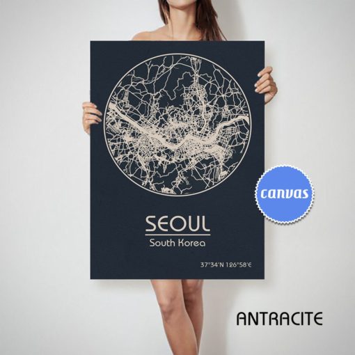 SEOUL South Korea CANVAS Map Seoul South Korea Poster City Map Seoul South Korea Art Print Seoul South Korea