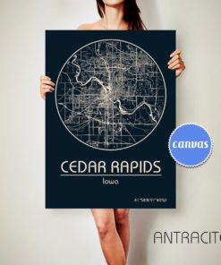 CEDAR RAPIDS Iowa CANVAS Map Cedar Rapids Iowa Poster City Map Cedar Rapids Iowa Art Print Cedar Rapids Iowa poster Cedar Rapids Iowa