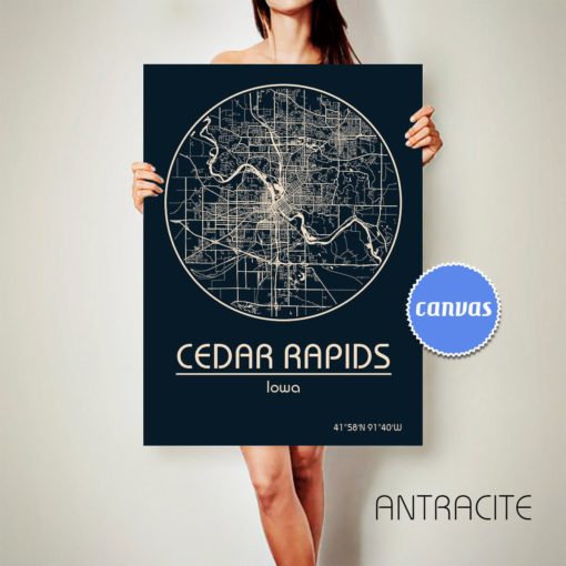 CEDAR RAPIDS Iowa CANVAS Map Cedar Rapids Iowa Poster City Map Cedar Rapids Iowa Art Print Cedar Rapids Iowa poster Cedar Rapids Iowa