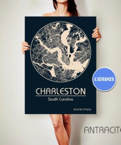 CHARLESTON South Carolina CANVAS Map Charleston South Carolina Poster City Map Charleston South Carolina Art Print Charleston