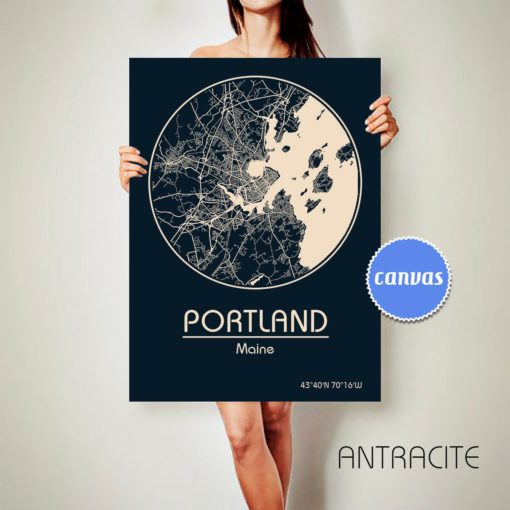 PORTLAND Maine CANVAS Map Portland Maine Poster City Map Portland Maine Art Print Portland Maine
