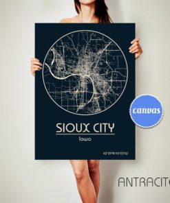 SIOUX CITY Iowa CANVAS Map Sioux City Iowa Poster City Map Sioux City Iowa Art Print Sioux City Iowa