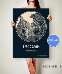 TACOMA Washington CANVAS Map Tacoma Washington Poster City Map Tacoma Washington Art Print Tacoma Washington