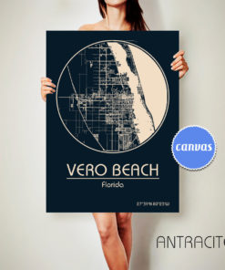 VERO BEACH Florida CANVAS Map Vero Beach Florida Poster City Map Vero Beach Florida Art Print Vero Beach Florida