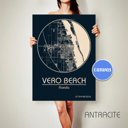 VERO BEACH Florida CANVAS Map Vero Beach Florida Poster City Map Vero Beach Florida Art Print Vero Beach Florida