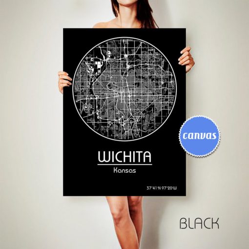 WICHITA Kansas CANVAS Map Wichita Kansas Poster City Map Wichita Kansas Art Print Wichita Kansas