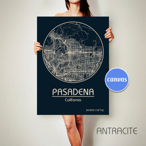 PASADENA California CANVAS Map Pasadena California Poster City Map Pasadena California Art Print Pasadena California