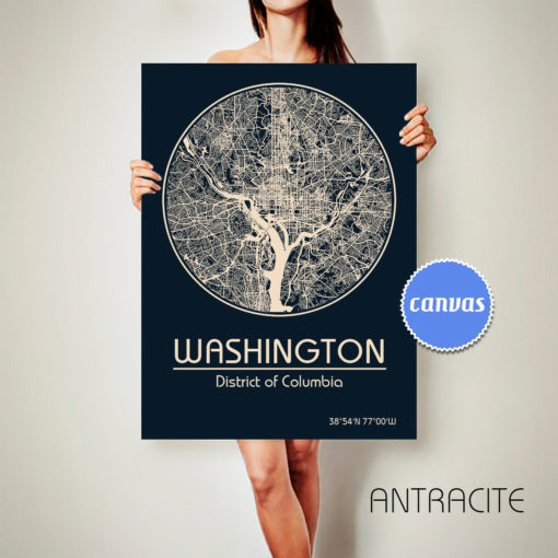 WASHINGTON DC CANVAS Map Washington District Columbia Poster City Map Washington Utah Art Print Washington District Columbia