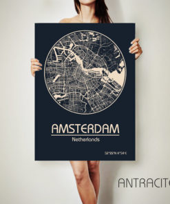 AMSTERDAM Netherlands CANVAS Map Amsterdam Netherlands Poster City Map Amsterdam Netherlands Art Print Amsterdam Netherlands poster