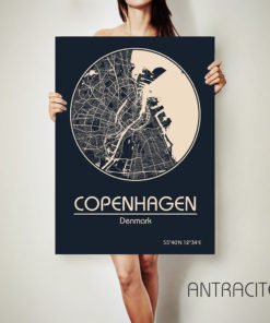 COPENHAGEN Denmark CANVAS Map Copenhagen Denmark Poster City Map Copenhagen Denmark Art Print Dayton Ohio poster Copenhagen Denmark art map