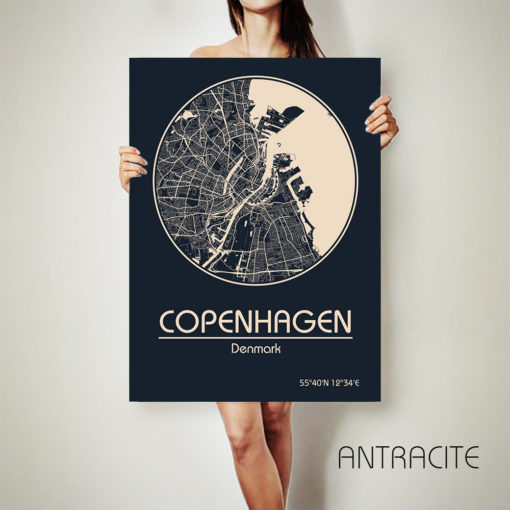 COPENHAGEN Denmark CANVAS Map Copenhagen Denmark Poster City Map Copenhagen Denmark Art Print Dayton Ohio poster Copenhagen Denmark art map