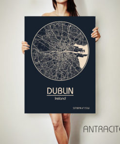 DUBLIN Ireland CANVAS Map Dublin Ireland Poster City Map Dublin Ireland Art Print Dublin Ireland