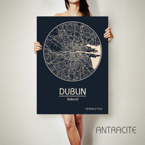 DUBLIN Ireland CANVAS Map Dublin Ireland Poster City Map Dublin Ireland Art Print Dublin Ireland