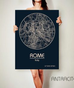 ROME Italy CANVAS Map Rome Italy Poster City Map Rome Italy Art Print Rome Italy