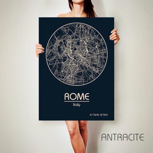ROME Italy CANVAS Map Rome Italy Poster City Map Rome Italy Art Print Rome Italy
