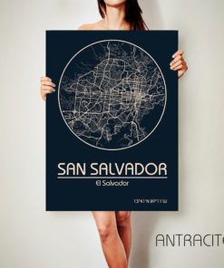 SAN SALVADOR CANVAS Map San Salvador Poster City Map San Salvador Art Print San Salvador