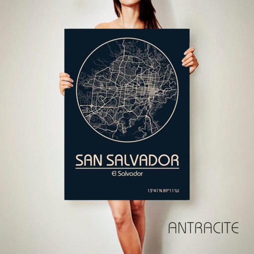 SAN SALVADOR CANVAS Map San Salvador Poster City Map San Salvador Art Print San Salvador