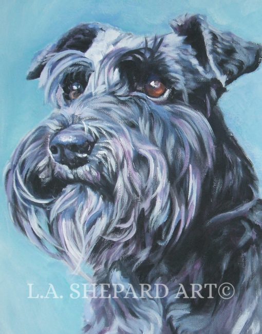 SCHNAUZER dog ART portrait canvas PRINT of LAShepard painting 8x10""""