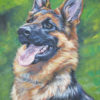 GSD German Shepherd dog art PORTRAIT canvas PRINT of LAShepard painting 12x16"" alsatian dog""