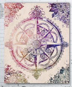 compass rose canvas print - pink purple - travel wall art - compass rose wall art - travel canvas prints - compass rose art print Voyager II