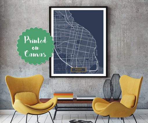 ROSARIO Argentina CANVAS Large Art City Map Rosario Argentina Art Print poster map art Modern art Large Map jt Hapava