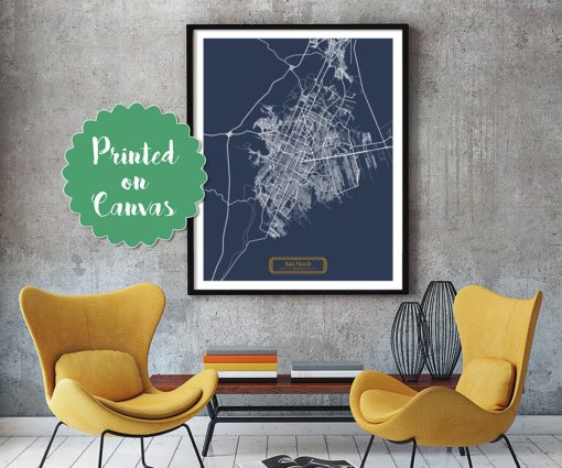 SALTILLO Mexico CANVAS Large Art City Map Saltillo Mexico Art Print poster map art jt JackTravelMap
