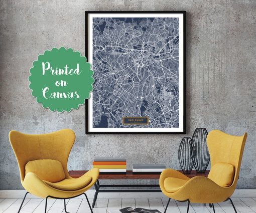 S?o Paulo Brazil CANVAS Large Art City Map S?o Paulo Brazil Art Print poster map art jt JackTravelMap