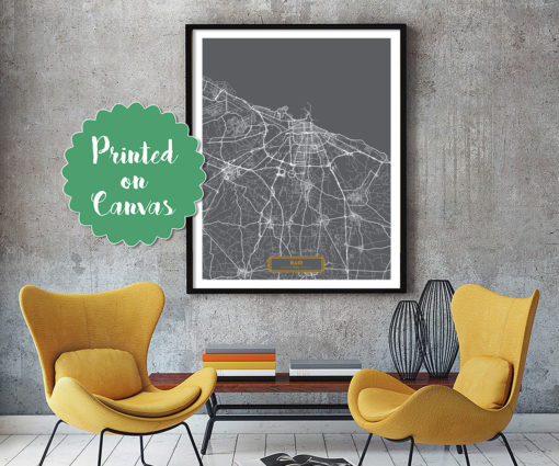 BARI Italy CANVAS Large Art City Map Bari Italy Art Print poster map art jt Wall Art Home Decor Hapava
