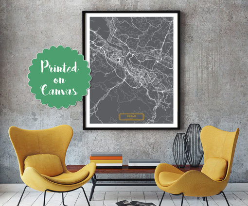 BILBAO Spain CANVAS Large Art City Map Bilbao Spain Art Print poster map art jt Wall Art Home Decor Hapava