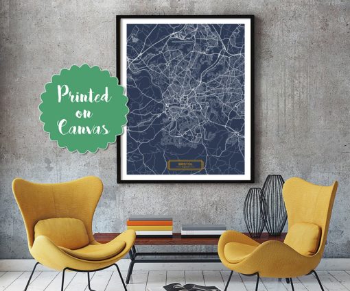 BRISTOL UK CANVAS Large Art City Map Bristol United Kingdom Art England Print poster map art jt Wall Art Home Decor Hapava