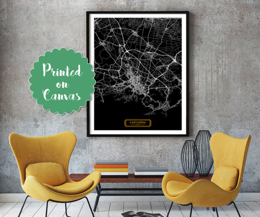 CARTAGENA Spain CANVAS Large Art City Map Cartagena Spain Art Print poster map art jt Wall Art Home Decor Hapava