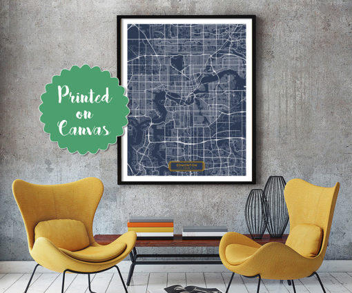 EDMONTON Canada CANVAS Large Art City Map Edmonton Canada Art Print poster map art jt Wall Art Home Decor Hapava