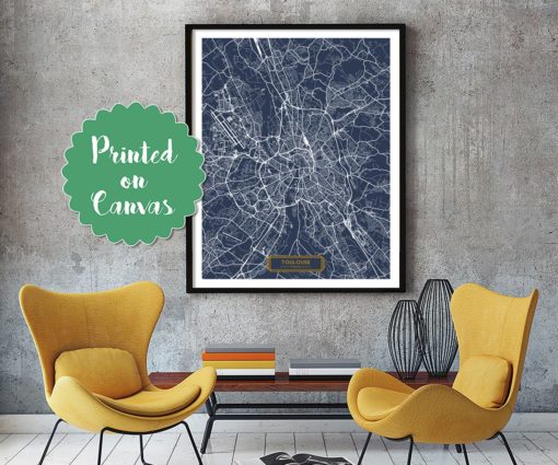 TOULOUSE France CANVAS Large Art City Map Toulouse France Art Print poster map art jt Wall Art Home Decor JackTravelMap
