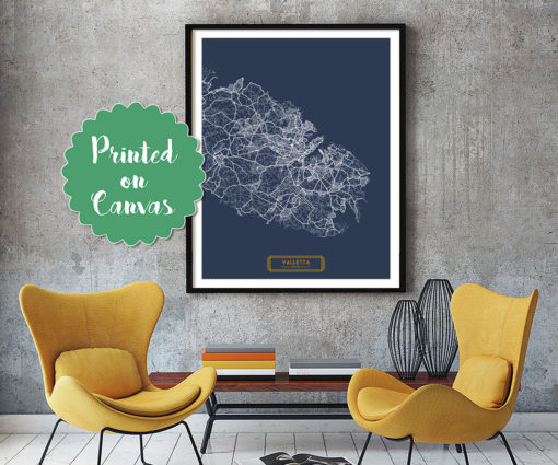 VALETTA Malta CANVAS Large Art City Map Valletta Malta Art Print poster map art jt Wall Art Home Decor JackTravelMap