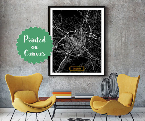 ZARAGOZA Spain CANVAS Large Art City Map Zaragoza Spain Art Print poster map art jt Wall Art Home Decor JackTravelMap