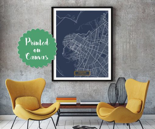Asunci?n Paraguay CANVAS Large Art City Map Asunci?n Paraguay Art Print poster map art jt JackTravelMap