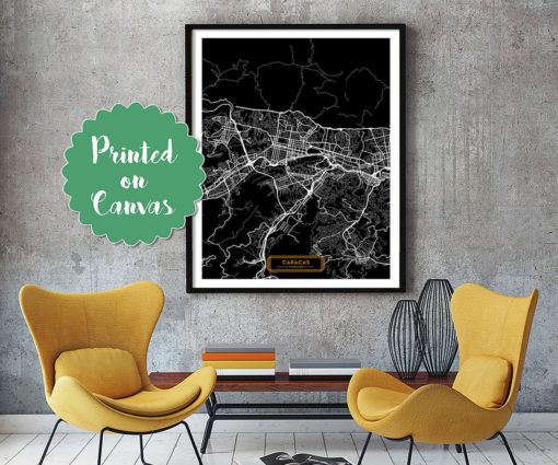CARACAS Venezuela CANVAS Large Art City Map Caracas Venezuela Art Print poster map art jt JackTravelMap