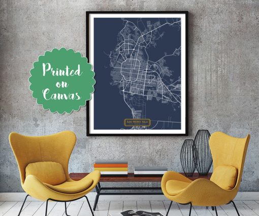 San Pedro Sula Honduras CANVAS Large Art City Map San Pedro Sula Honduras Art Print poster map art jt JackTravelMap