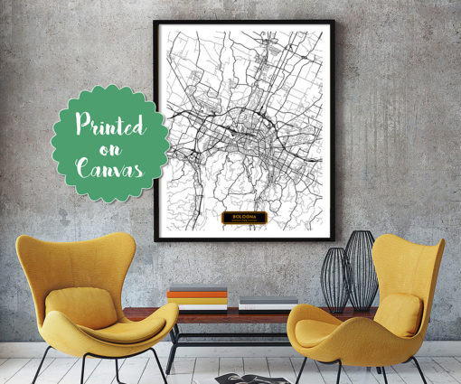 BOLOGNA Italy CANVAS Large Art City Map Bologna Italy Art Print poster map art jt Wall Art Home Decor Hapava