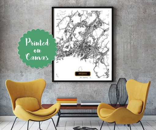 HIROSHIMA Japan CANVAS Large Art City Map Hiroshima Japan Art Print poster map art jt Wall Art Home Decor Hapava