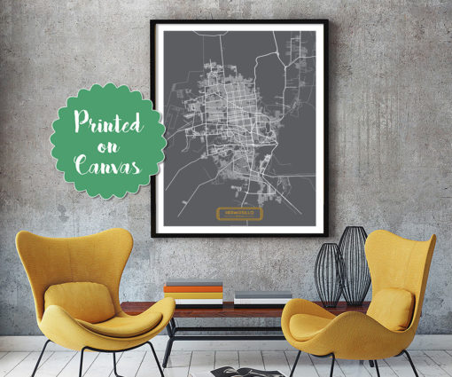 HERMOSILLO Mexico CANVAS Large Art City Map Hermosillo Mexico Art Print poster map art jt JackTravelMap