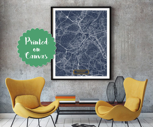 STUTTGART Germany CANVAS Large Art City Map Stuttgart Germany Art Print poster map art jt Wall Art Home Decor JackTravelMap