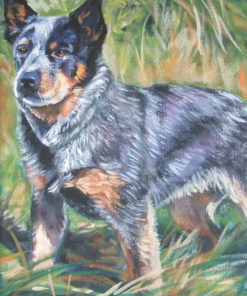 Australian Cattle Dog blue heelerdog art CANVAS print of L.A.Shepard painting 12x16
