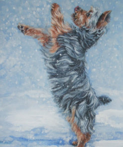 Yorkshire Terrier yorkie art CANVAS print of LA Shepard painting 12x16 dog art