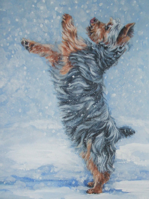 Yorkshire Terrier yorkie art CANVAS print of LA Shepard painting 12x16 dog art