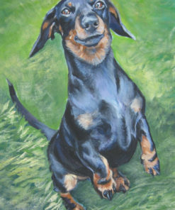 Dachshund art CANVAS print of LA Shepard painting 12x16 dog art