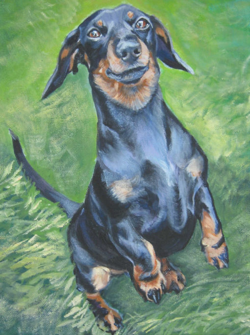 Dachshund art CANVAS print of LA Shepard painting 12x16 dog art